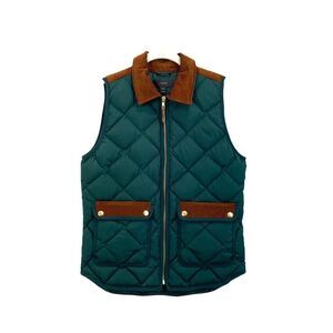 J. Crew‎ quilted excursion zip up vest Size XS green mustard yellow old money